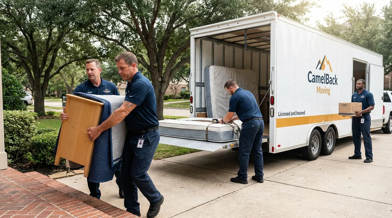 Crew loading residential truck for cross-state move from Pocono Pines, PA